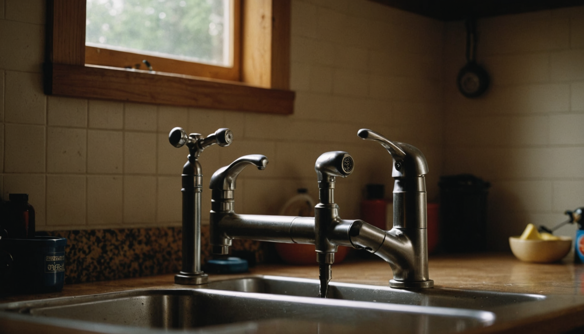 Austin homeowner reviewing two plumbing estimate documents at kitchen table