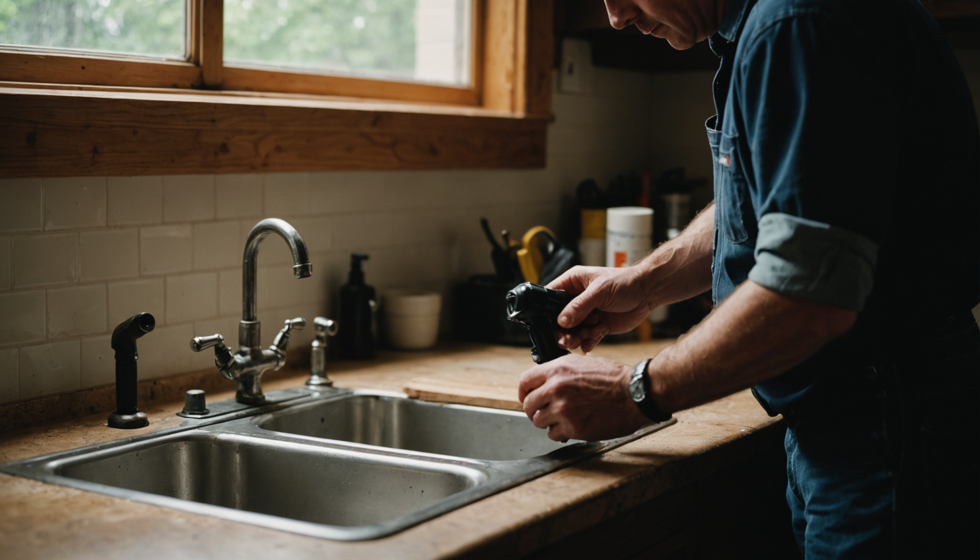 Austin homeowner on laptop checking Texas plumbing license database before signing contract