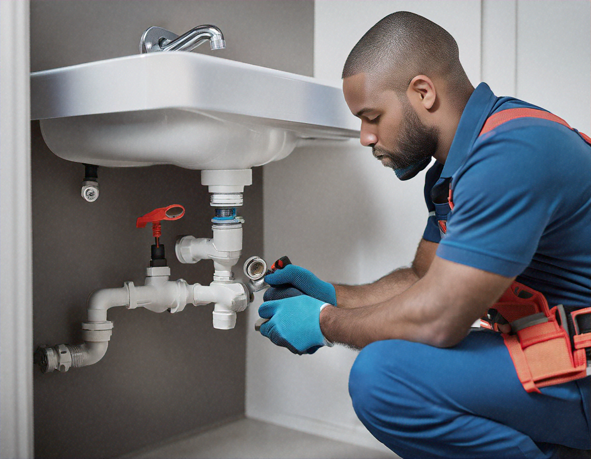 FlowFix technician completing a professional plumbing installation